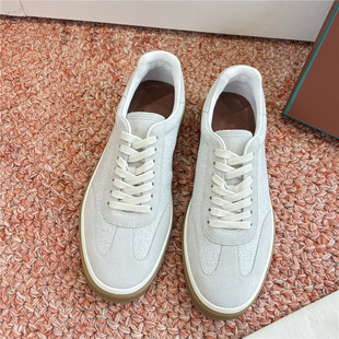 平跟圆头青年脚感舒适 百搭小白鞋 白色德训鞋 男女复古休闲运动鞋