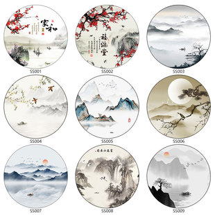 新中式屏风纱画乔其纱定制屏风花格专用半透明画布山水花鸟风景画