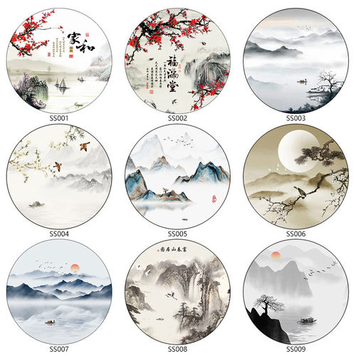 新中式屏风纱画乔其纱定制屏风花格专用半透明画布山水花鸟风景画