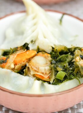 海鲜素馅无肉*长岛扇贝海菜包子8个*2盒+虾仁饺子12个*1盒 手工包