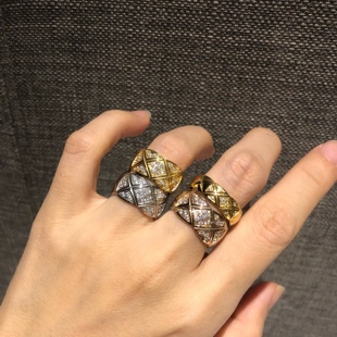 欧美潮人时尚 波浪纹镶钻戒指女情侣戒指