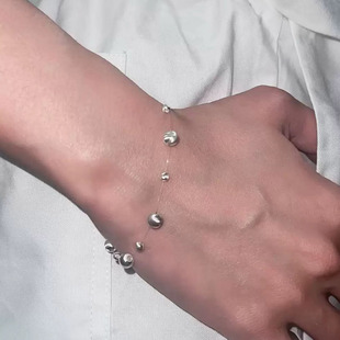 猫眼S925银渐变链条手链手工简约款 卖耳环 老大爷