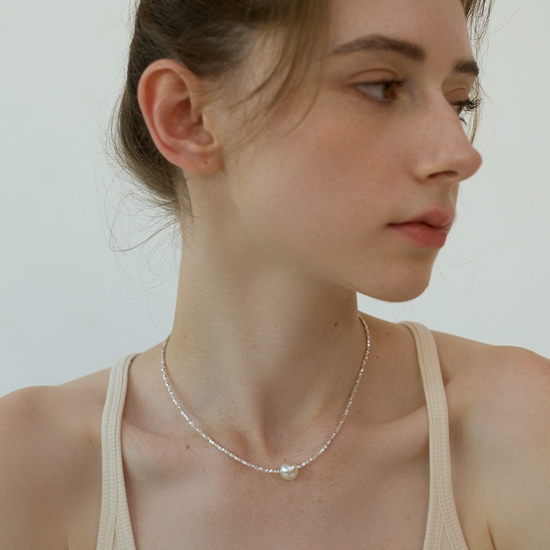 迷你925银碎银子珍珠项链小众设计个性独特感锁骨链气质百搭颈链