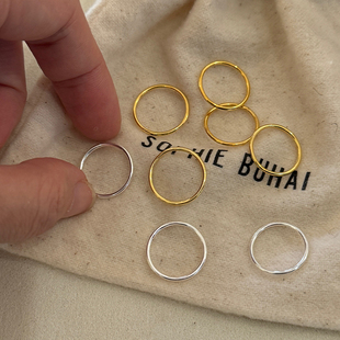 买二送一 925银细戒指女日韩博主最爱混搭素圈戒指细圈尾戒小指环