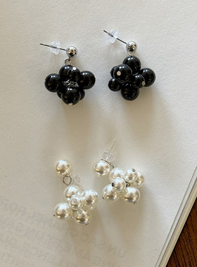 韩国同款grapes bunche earring珍珠花朵耳环简约气质百搭耳饰女