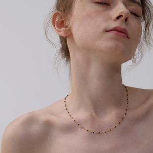 彩色琺瑯釉串珠豆豆疊戴項鏈頸鏈小眾設計感簡約鎖骨鏈 楊采鈺同款