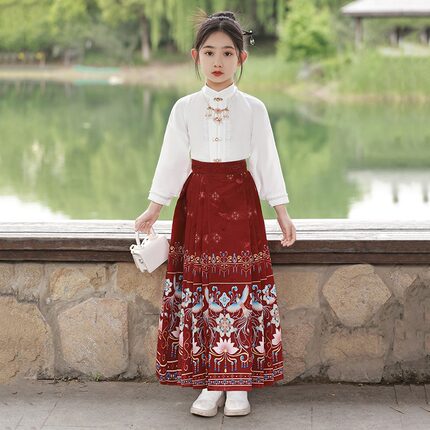 女童马面裙春夏套装2026小女孩长袖古装汉服裙儿童明制改良唐装春