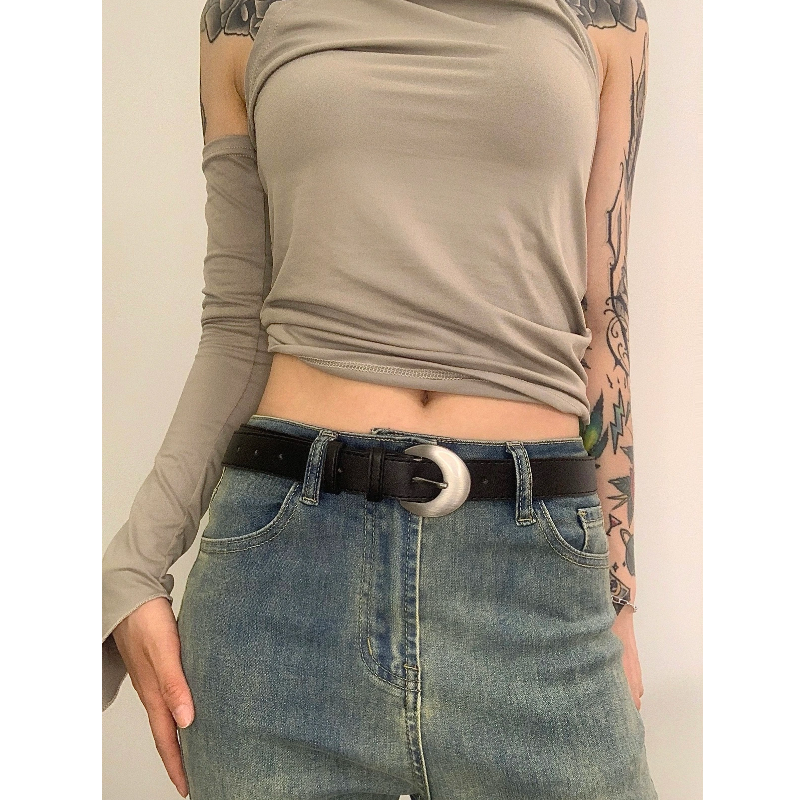 腰带女月亮扣韩版ins风皮带