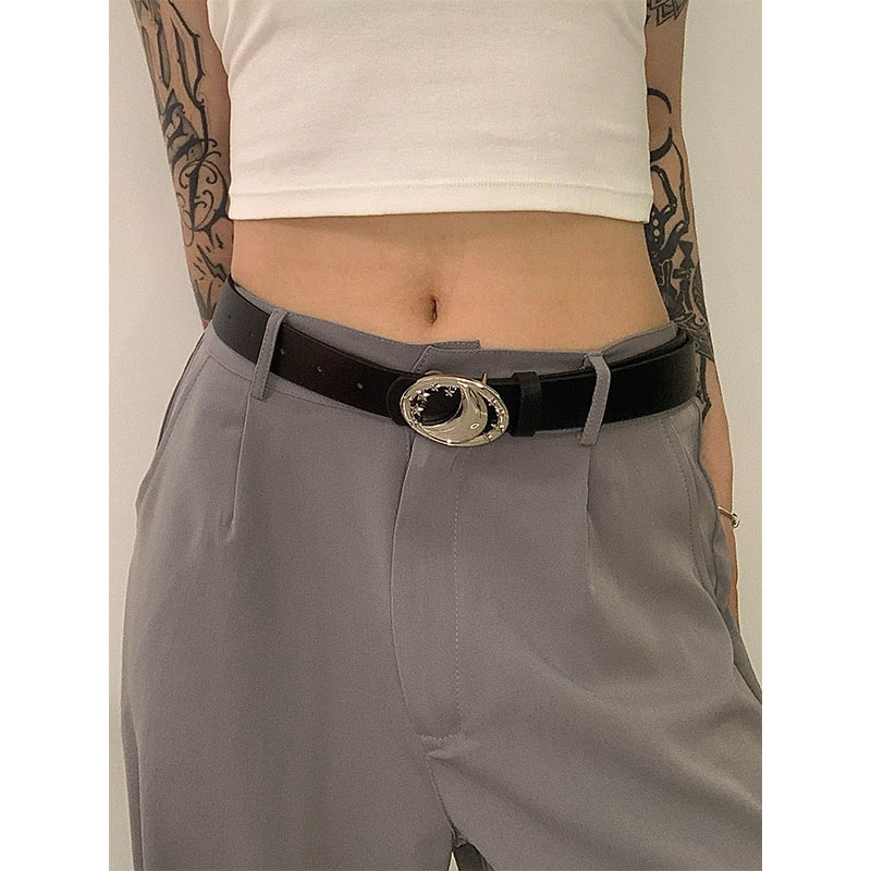 okey女腰带金属月亮星星复古皮带