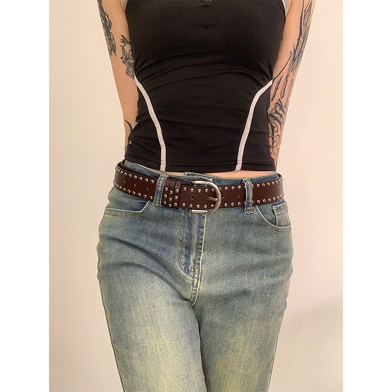 okey腰带女铆钉y2k风针扣皮带