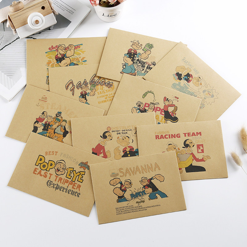 可爱卡通大力手水牛皮纸信封信纸套装简约浪漫情书稿纸包邮可定制