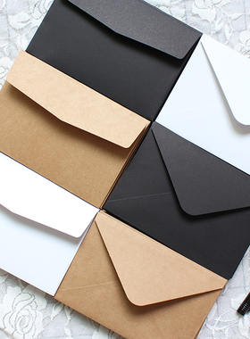日式杂货黑色信封信纸牛皮极简无印文艺明信片情书文件收纳袋包邮