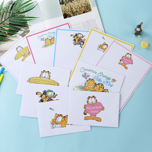 日韩文具 可爱卡通加非猫信封信纸套装 书写稿纸情书包邮可定制