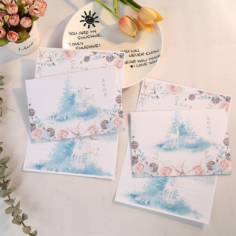 森野之鹿唯美文艺小清新信封信纸套装浪漫书写情书信笺包邮可定制