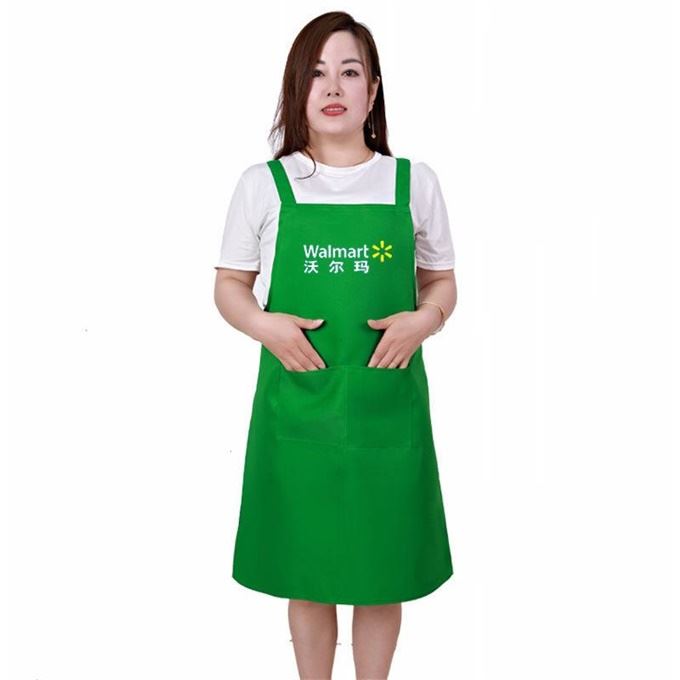 沃尔玛工作服 爆款 密植素围裙 工作金锣超市工作服定制印字 LOGO