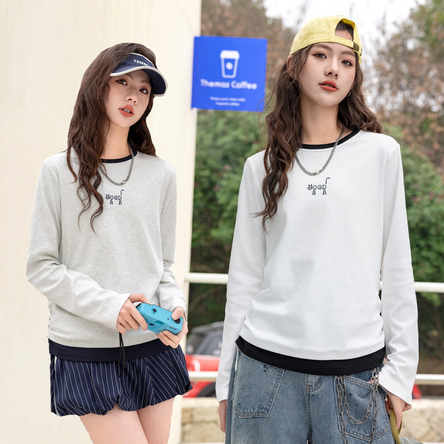 骄骄虎女童圆领长袖t恤衫打底2025春季新款初中生高中生内搭9095