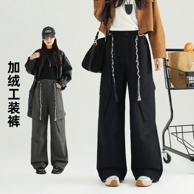 女童冬款加绒工装裤2025新款