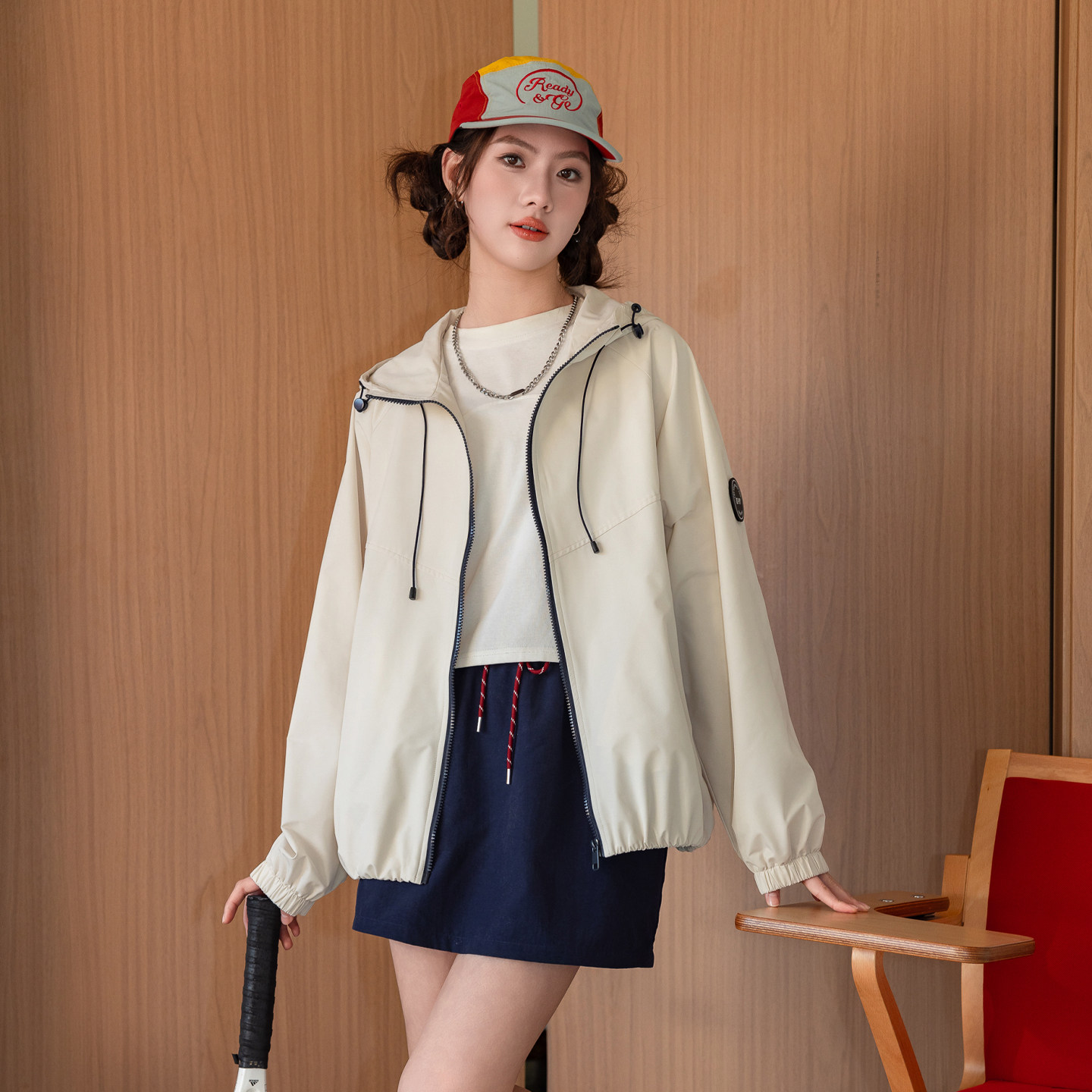 骄骄虎女童2026春季新款初中生休闲连帽外套宽松百搭夹克上衣9027