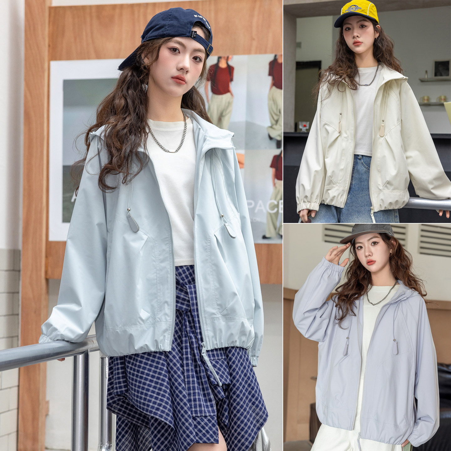 女童春款外套骄骄虎2026新款初中生高中女大童初中生连帽上衣9028