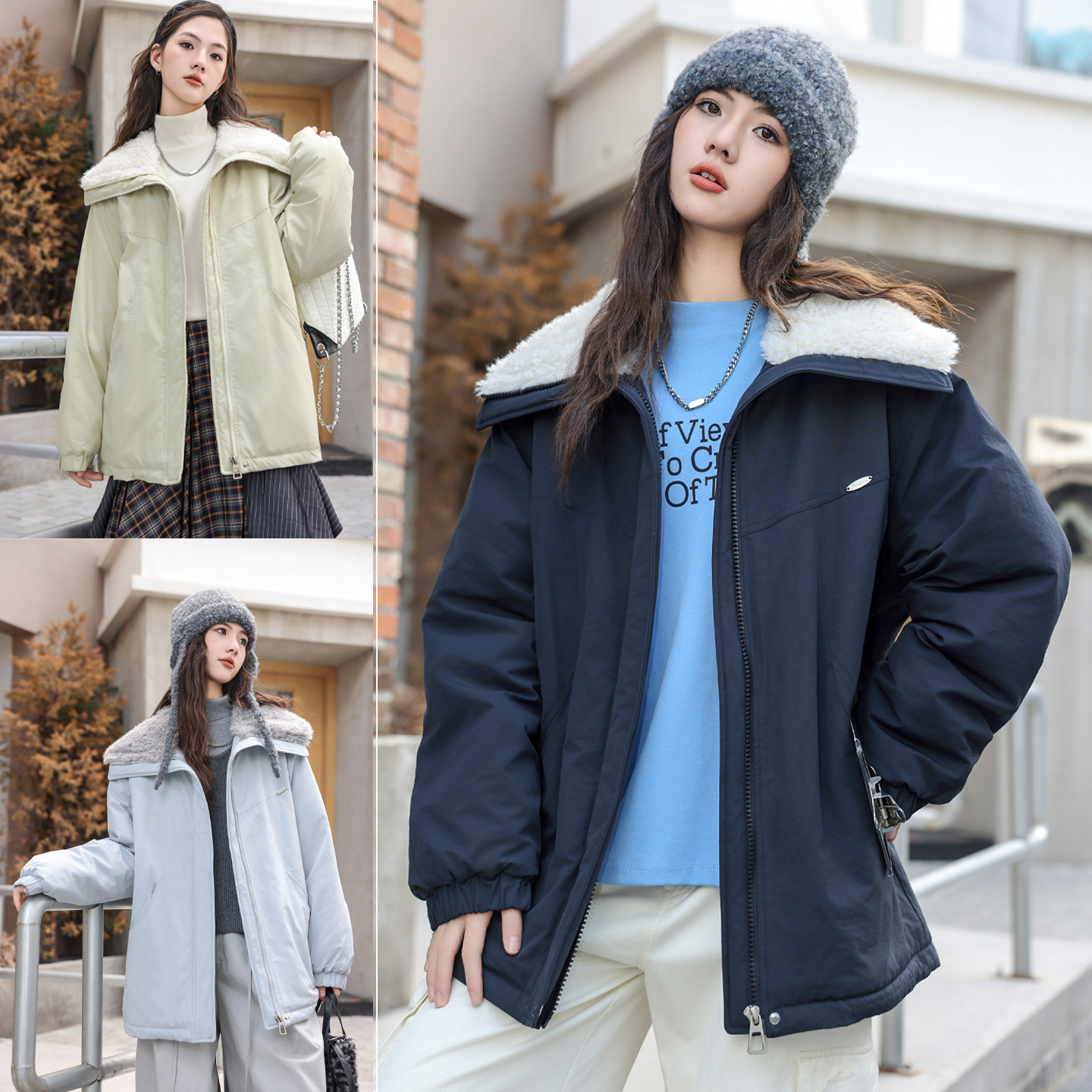 骄骄虎女童加绒外套2025冬季新款初中生高中生加厚棉服派克服7506