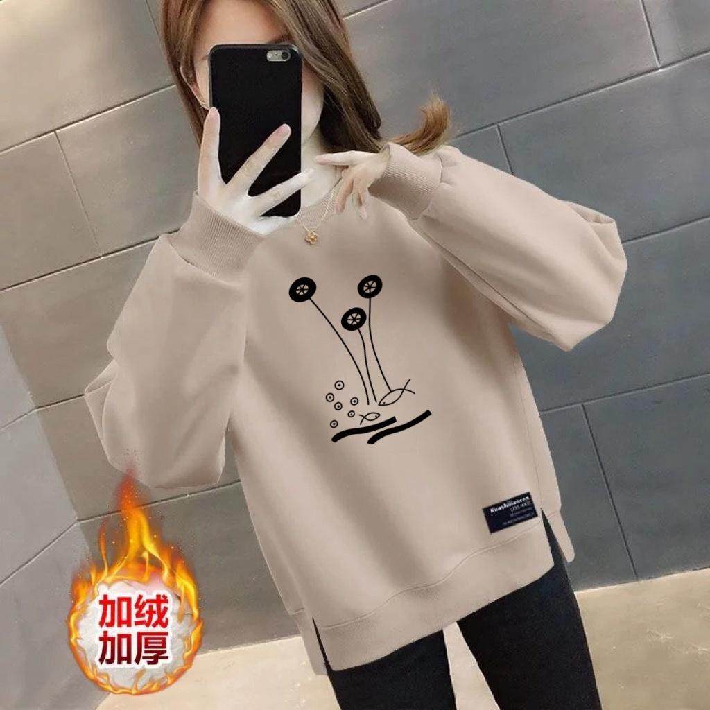 清仓外贸卫衣加绒加厚中年妈妈大码显瘦秋冬长袖百搭外穿上衣外套