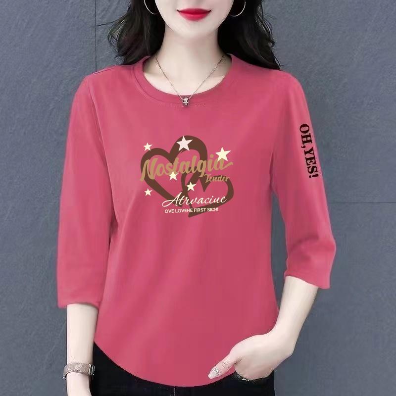 清仓外贸捡漏妈妈装外贸七分袖女士春秋时尚宽松显瘦减龄打底上衣