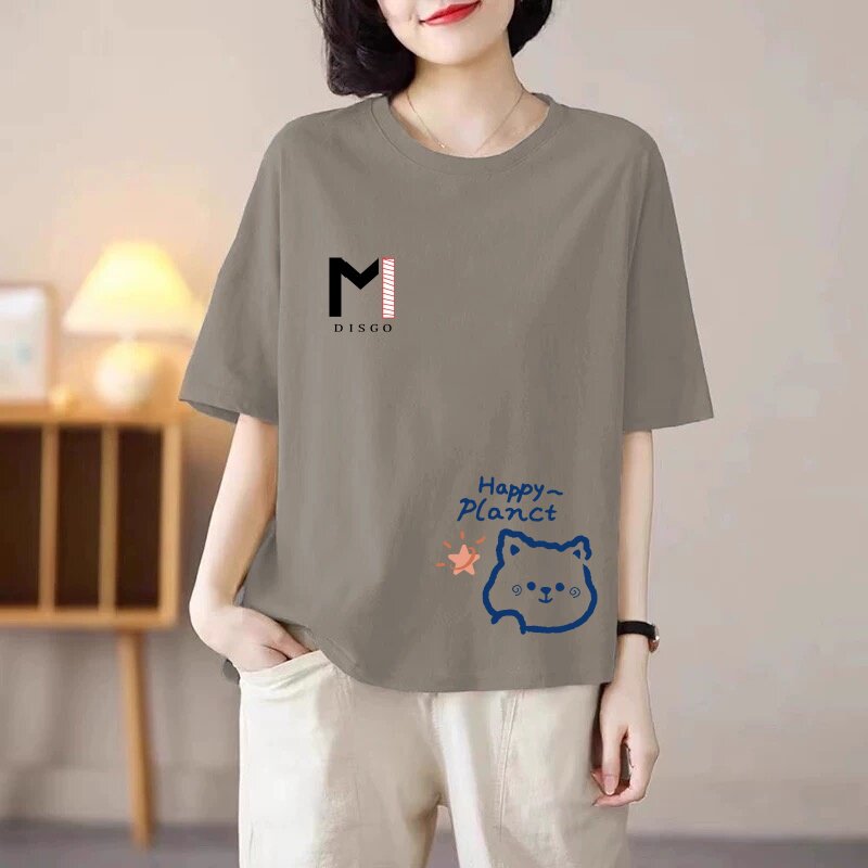 清仓捡漏妈妈装短袖T恤女中长款遮屁股宽松不规则设计半袖上衣潮