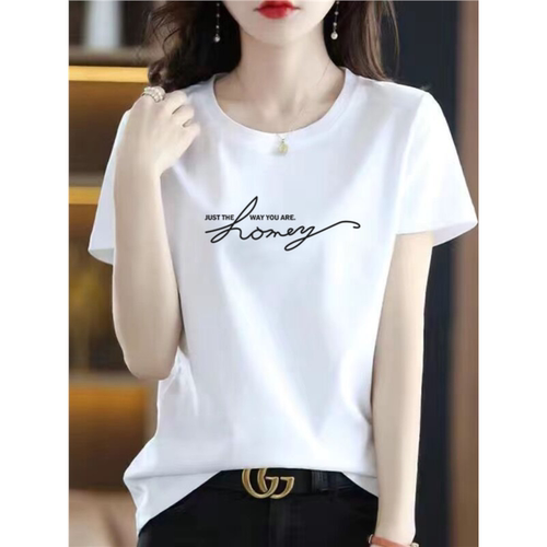 外贸欧洲站妈妈短袖t恤女夏季大码宽松胖mm显瘦遮肉时尚白色上衣