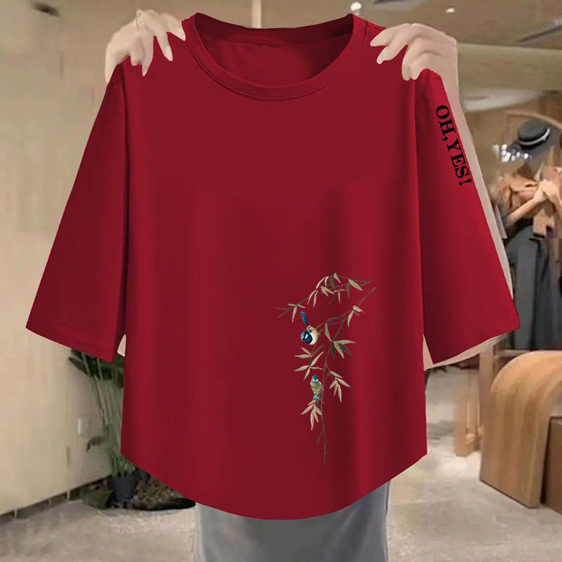 春夏2025休闲女装体恤衫潮流新款宽松显瘦百搭洋气爆款简约七分袖