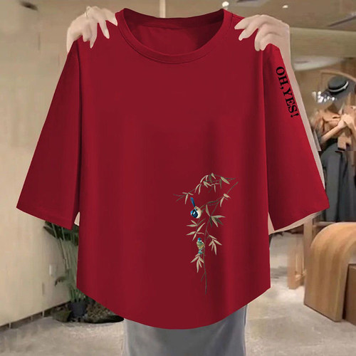 春夏2026休闲女装体恤衫潮流新款宽松显瘦百搭洋气爆款简约七分袖