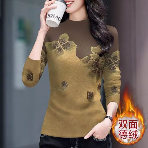 清仓捡漏时尚妈妈装双面德绒半高领长袖打底衫女秋冬保暖百搭上衣