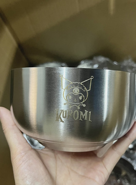 食品级304不锈钢儿童碗双层隔热防烫防摔卡通超人KT猫小猪辅食碗