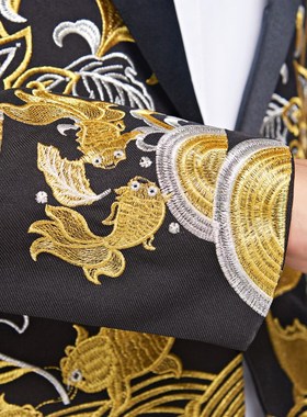 优选刺绣西装男士司仪新郎结婚秀禾服主持人礼服R歌手演出服装大