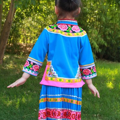 新年昆明发货路南石林彝族绣花女民族儿童服装火S把节新年六一演