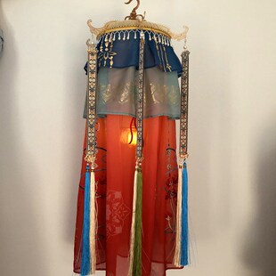 新年明制绛纱灯复原刺绣彼岸花手提宫灯汉服配饰古风道Y具纱灯复