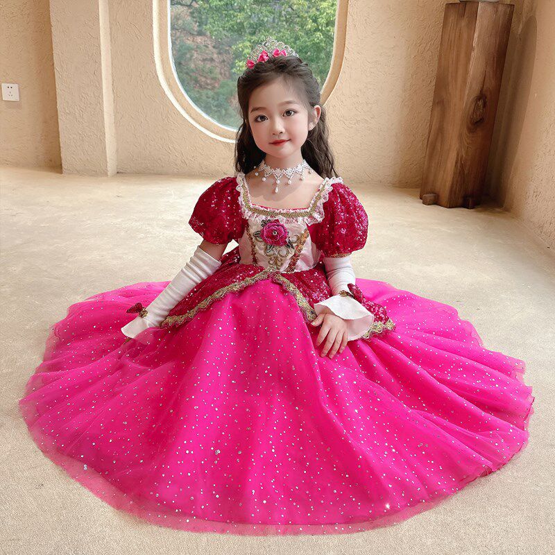 优选女童连衣裙夏装新款儿童演出服公主纱裙小P孩表演服洛丽塔裙