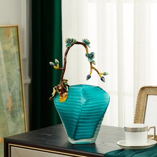 精选轻奢北d欧琉璃珐琅彩花瓶客厅摆件新中式桌面玄关电视创意欧