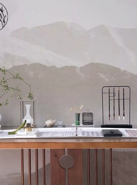 精选新中式禅意摆件组合笔架茶具砚D台毛笔画轴样板间书房摆设书