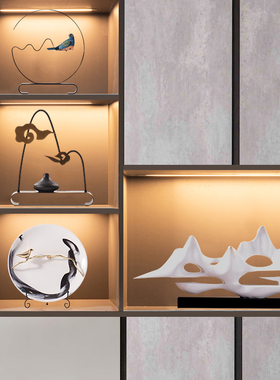 精选新中式摆件高端禅意客厅办公室玄H关酒柜博古架样板间家居软