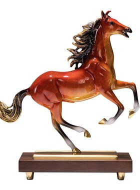 精选马到成功黄铜马摆件s新中式高档客厅办公室领导装饰品公司开