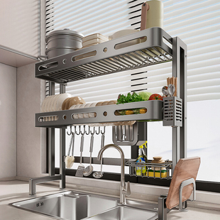 水槽置物架不锈钢厨房放碗架碗碟沥水架洗碗池上方碗筷洁具收纳架
