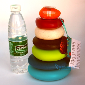 美国 B.toys比乐 七彩叠叠圈 彩虹圈软积木叠塔婴儿益智玩具 6月+