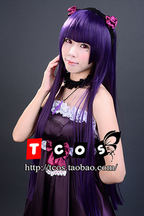 TCOS 1米 黑紫假发 妖狐X仆SS 凛凛蝶 东条希 黑猫cos假发