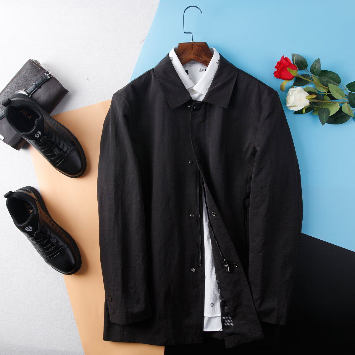 hl35161海系列男款商务休闲翻领外套夹克恰克春秋款青年