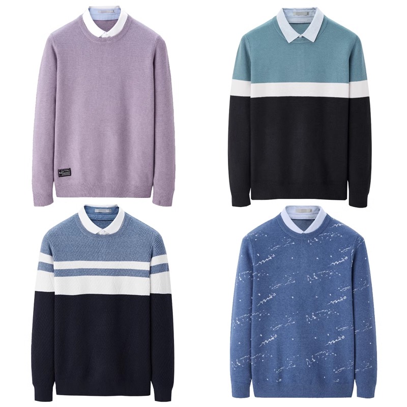 海系列男套头假两件厚款