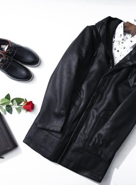 难得~砖柜过千HL36044男士中长款连帽羽绒服商务休闲款绅士大衣