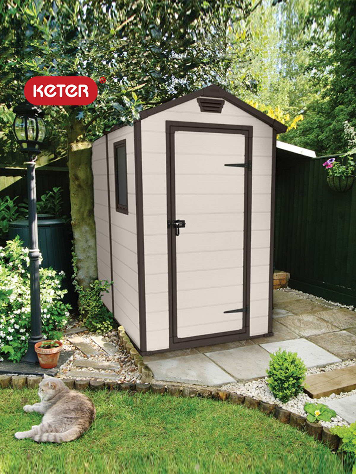 KETER MANOR4X6户外塑料收纳储物屋花园小型庭院工具间防水防晒