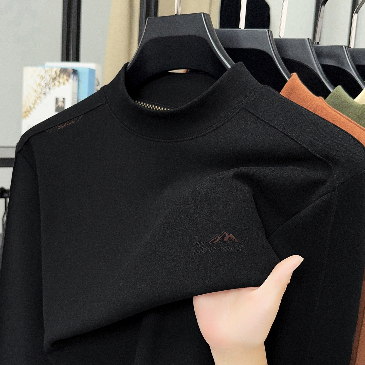 意大利秋冬双面德绒保暖长袖T恤