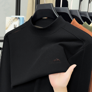卫衣休闲保暖内搭上衣 半高领双面德绒打底衫 2025秋冬长袖 T恤男士