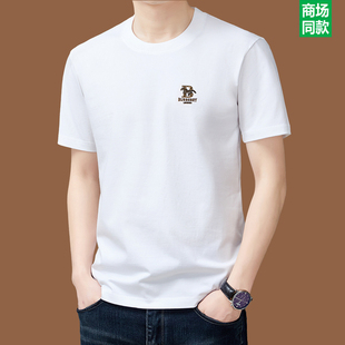 高端品牌纯棉短袖t恤夏季男士圆领上衣2026新款宽松休闲半袖体恤